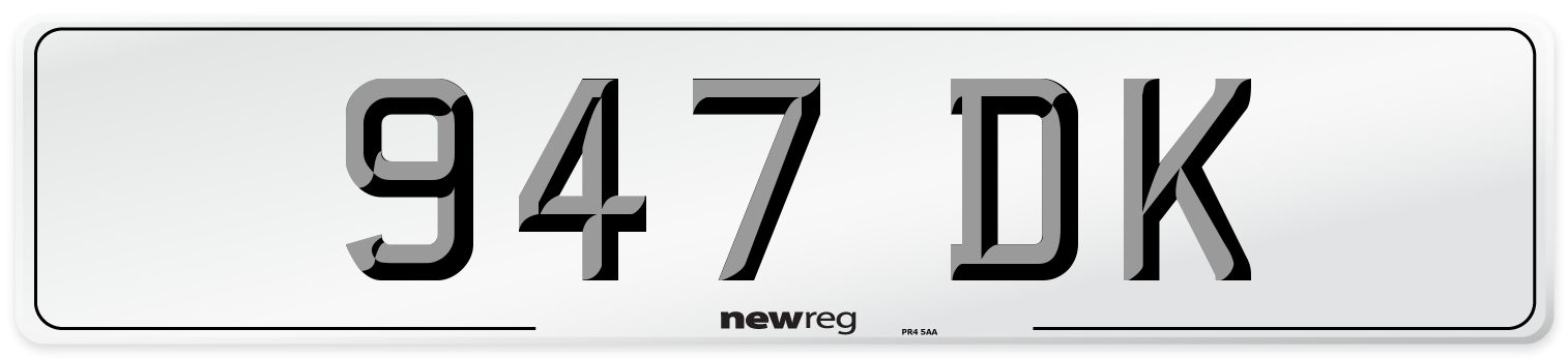 947 DK Number Plate from New Reg